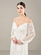 Adrianna Papell 40447 Cold-Shoulder Illusion Sleeve Wedding Gown