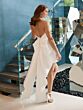 Adrianna Papell 45018 Plunging Neck Back Bow Short Wedding Dress