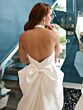 Adrianna Papell 45018 Plunging Neck Back Bow Short Wedding Dress