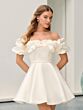 Adrianna Papell 45020 Ruffle Neck Short A-Line Bridal Dress