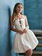 Adrianna Papell 45021 Front Bow Strapless Short Bridal Dress
