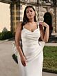 Adrianna Papell 31334W Back Bow Draped Bodice Plus Size Wedding Dress