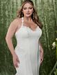 Adrianna Papell 31353W Halter Neck Brush Train Plus Size Wedding Dress