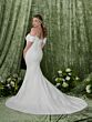Adrianna Papell 31355W Button Back Brush Train Plus Size Wedding Dress