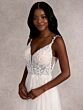 Adrianna Papell 31258 Bow Strap Front Slit Wedding Gown