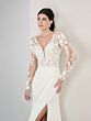 Adrianna Papell 31296 Illusion Sleeves V-Back Wedding Gown