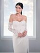 Adrianna Papell 31302 Removable Sleeve Lace Slit Bridal Dress