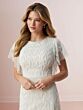 Adrianna Papell 39003 Leaf Pattern Flutter Sleeve Wedding Dress
