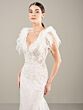 Adrianna Papell 31290 Feather Strap Lace Hem Wedding Gown