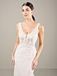 Adrianna Papell 31290 Feather Strap Lace Hem Wedding Gown