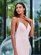Adrianna Papell 31310 Cross Back Pearl-Beaded Wedding Dress
