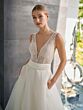 Adrianna Papell 31315 Beaded Bodice Plunging Neck Wedding Gown