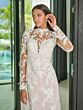 Adrianna Papell 31319L Sheer Sleeve Removable Overskirt Bridal Dress