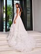 Adrianna Papell 31322 Ruffle Skirt Plunging V-Neck Bridal Gown