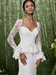 Adrianna Papell 31357 Flounce Sleeve Peplum Wedding Dress