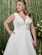 Adrianna Papell 31365 Sweep Train Plunging V-Neck Wedding Dress