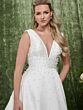 Adrianna Papell 31365 Sweep Train Plunging V-Neck Wedding Dress