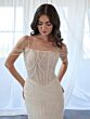 Christina Wu 15912 Cold-Shoulder Pearl Beaded Wedding Gown