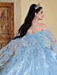 House of Wu LizLou Fiesta 56510 Sheer Cape Corset Top Quince Dress
