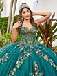 House of Wu LizLou Fiesta 56513 Applique Train Corset Top Quince Gown