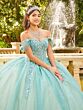 House of Wu LizLou Fiesta 56517 Cold-Shoulder Beaded Top Quince Gown