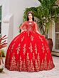 House of Wu LizLou Fiesta 56519 Sheer Cape V-Neck Quince Gown