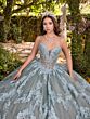 House of Wu 56531 Ruffle Train Sheer Bodice Quinceanera Gown