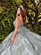 House of Wu 56531 Ruffle Train Sheer Bodice Quinceanera Gown