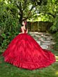 House of Wu 56531 Ruffle Train Sheer Bodice Quinceanera Gown