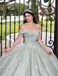 House of Wu 56536 Off-The-Shoulder Beaded Fringe Sweet 16 Gown