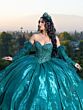House of Wu LizLou 26097 Feather Sleeve Pleated Skirt Sweet 16 Dress