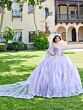 House of Wu 26074 Removable Cape Lace Quinceanera Gown - Stock Only