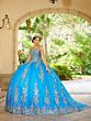 House of Wu 26083 Sheer Cape Sweetheart Neck Quince Dress