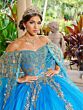 House of Wu 26083 Sheer Cape Sweetheart Neck Quince Dress