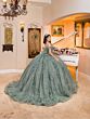 House of Wu 26106 Sheer Train Sweetheart Neck Sweet 16 Dress