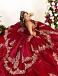 House of Wu 26127 Tiered Skirt Plunging Neckline Dress
