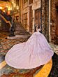 House of Wu 80035 Pleated Skirt Back Bow Quince Dress