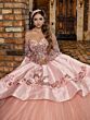 House of Wu 80036 Satin Peplum Gauntlet Sleeve Quince Dress
