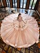 House of Wu 80036 Satin Peplum Gauntlet Sleeve Quince Dress