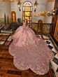 House of Wu 80037 Removable Train Off-The-Shoulder Quince Dress