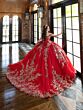 House of Wu 80037 Removable Train Off-The-Shoulder Quince Dress