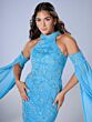 Tiffany Designs 16147 Halter Neck Removable Sleeve Dress