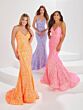 Tiffany Designs 16016 Lace-Up Back Geometric Sequin Dress