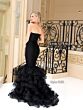 Jessica Angel 2423 Plunging Neck Ruffle Skirt Dress