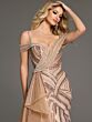 Jovani 44843 Side Overskirt Geometric Plunging Neck Dress