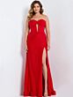 Jovani 43419 Pleated Corset High Slit Strapless Dress