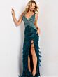 Jovani 49269 Plunging V-Neck Fringe Dress