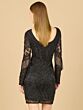 Lara 29355 Long Sleeve Scoop Back Fringe Dress