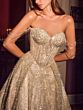LaDivine J915 Sweetheart Neck Glitter Tulle Corset Dress