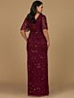Lara 28975 Half Sleeves V-Neck Embellished Dress